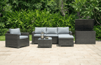 Marbella Grey 5 Seater Chaise Garden Sofa Set and Cushion Box Bundle - Joe’s Haven