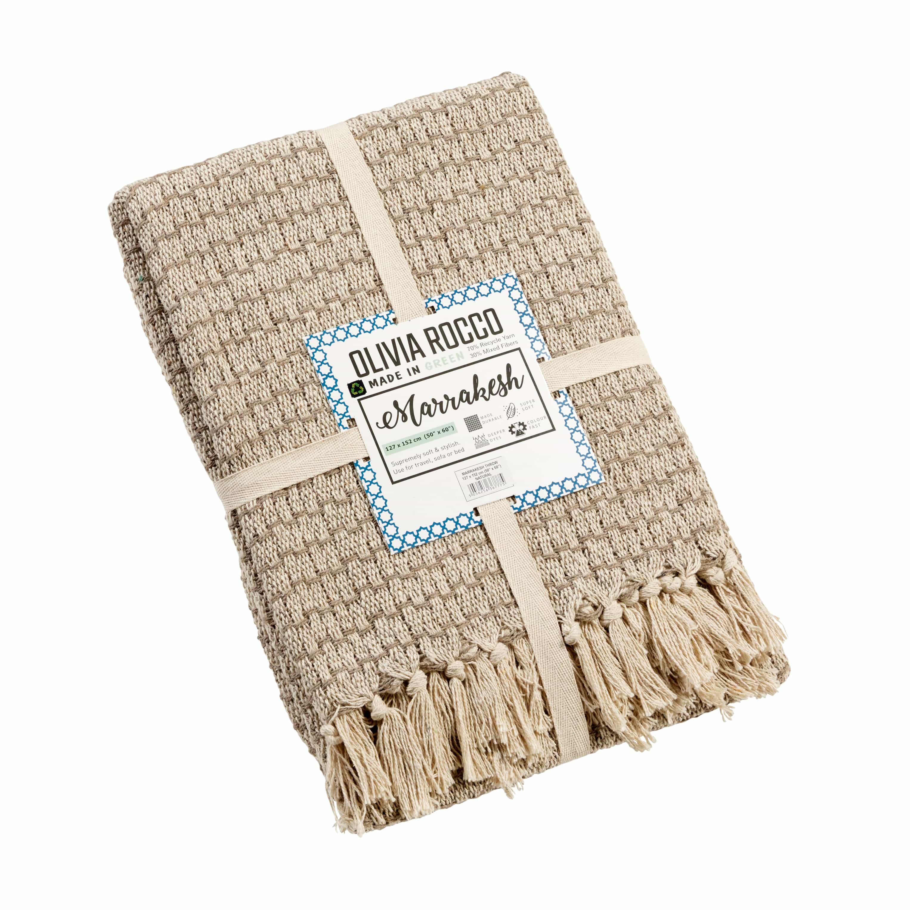 OLIVIA ROCCO Cotton Throw Super Soft Lightweight Eco Friendly Recycled Cotton For Sofa