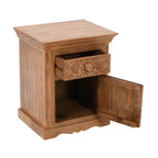 Carved Mango Wood Bedside Table With Storage - Joe’s Haven