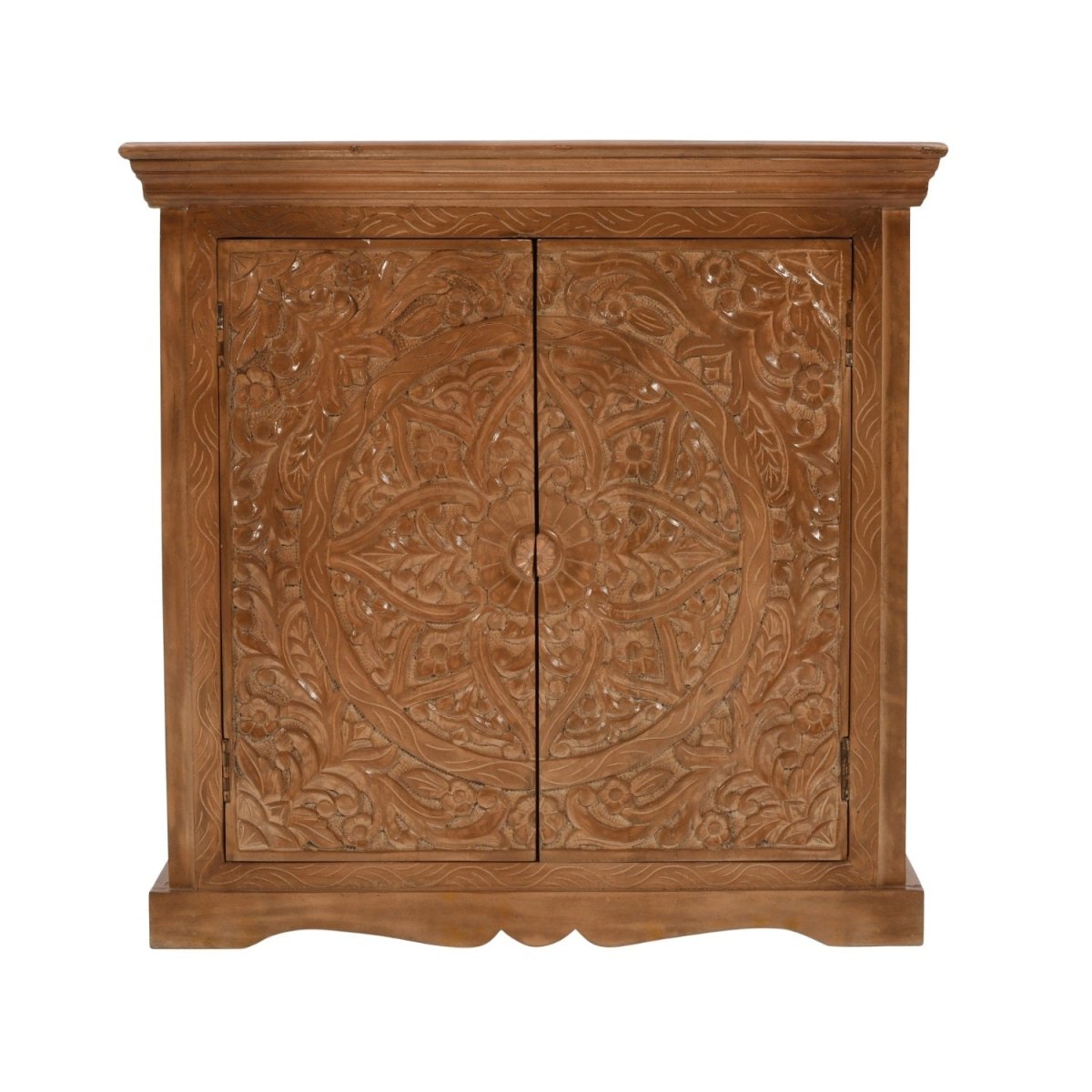 Carved Mango Wood Sideboard With 2 Doors - Joe’s Haven