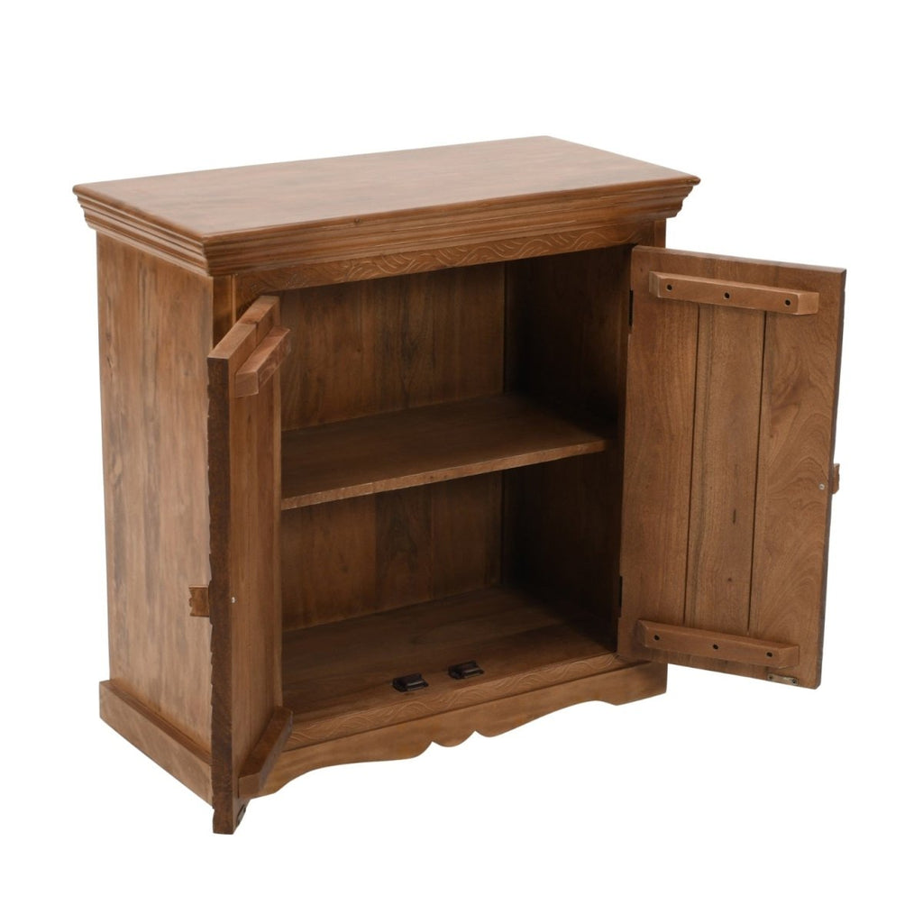 Carved Mango Wood Sideboard With 2 Doors - Joe’s Haven