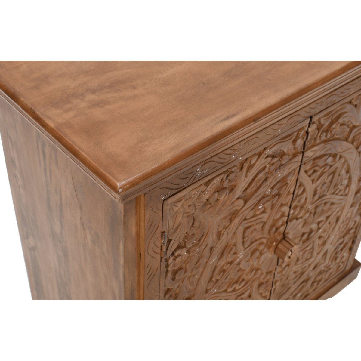 Carved Mango Wood Sideboard With 2 Doors - Joe’s Haven