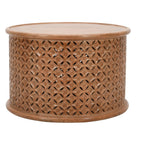 Carved Mango Wood Round Coffee Table - Joe’s Haven