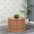 Carved Mango Wood Round Coffee Table - Joe’s Haven