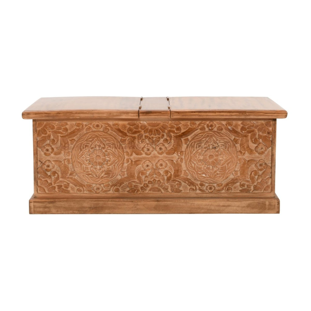 Carved Mango Wood Coffee Table/Blanket Box - Joe’s Haven