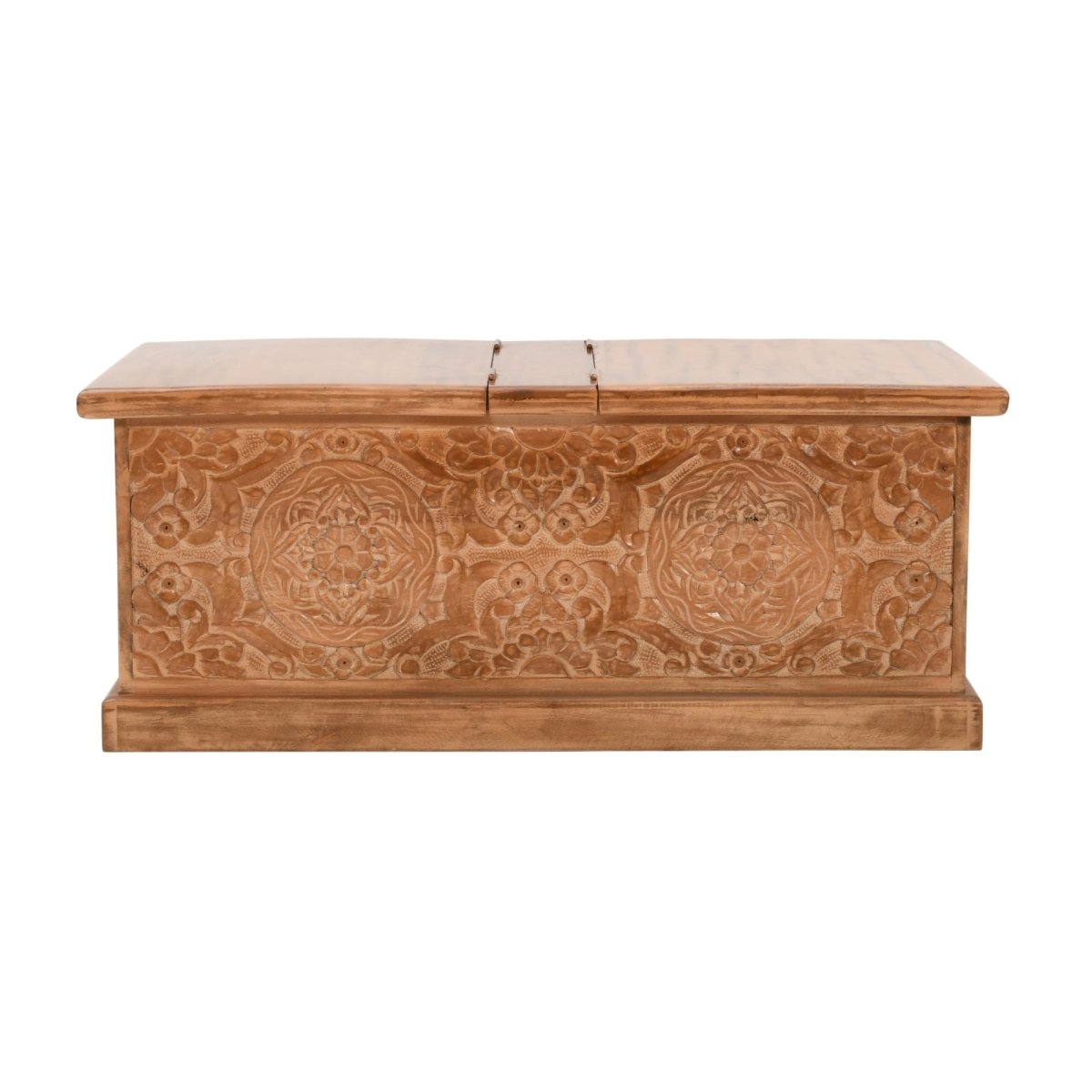 Carved Mango Wood Coffee Table/Blanket Box - Joe’s Haven