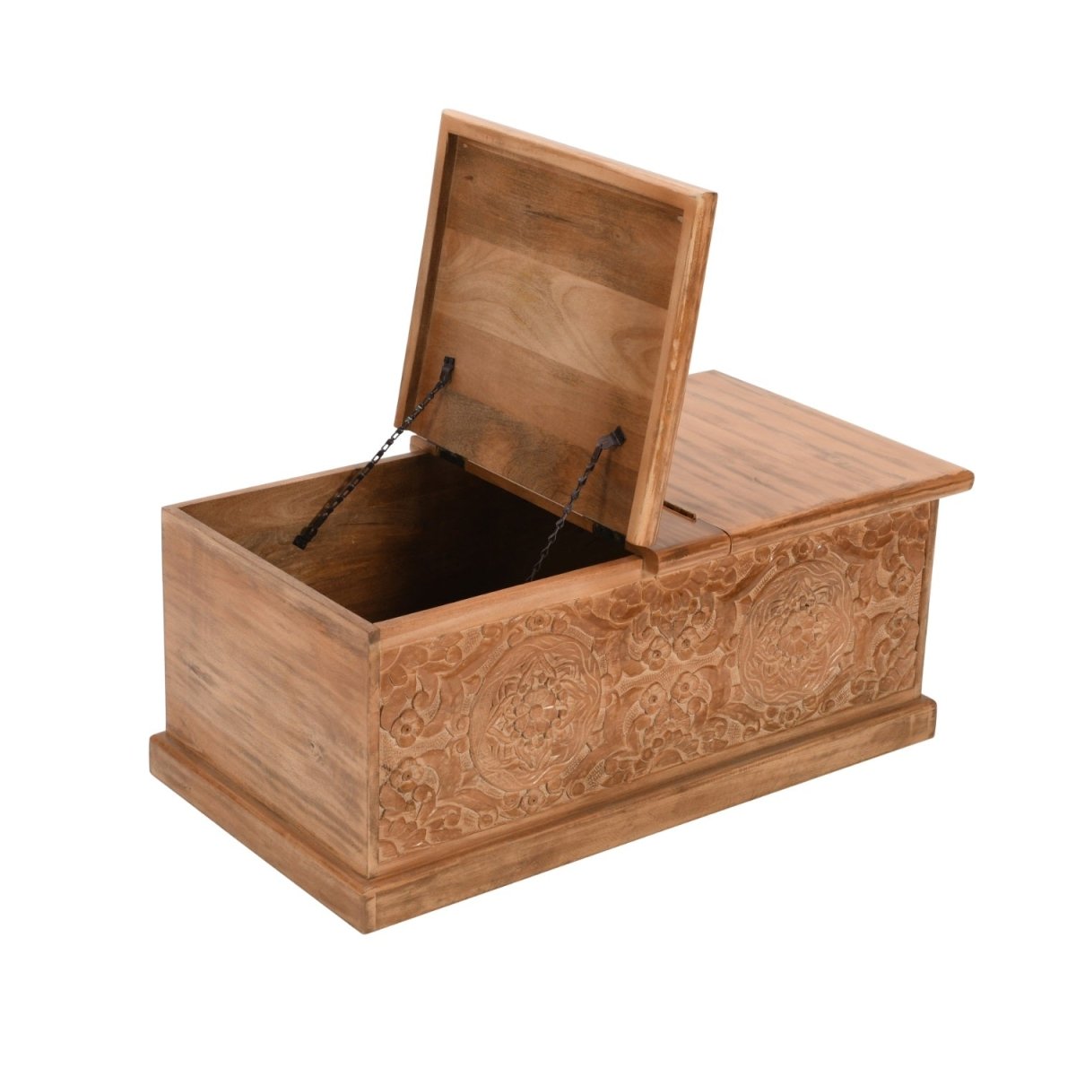 Carved Mango Wood Coffee Table/Blanket Box - Joe’s Haven