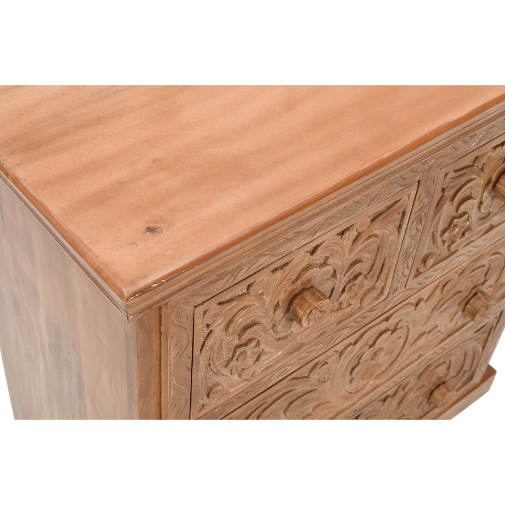 Carved Mango Wood Chest Of 4 Drawers - Joe’s Haven