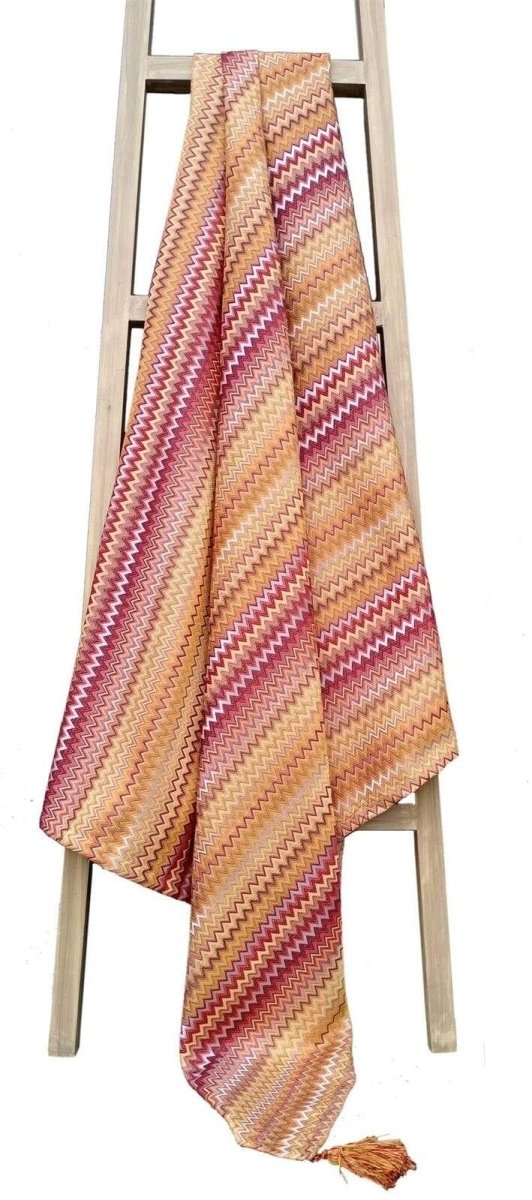 Mia Bohemian Throw Blanket with Tribal Striped Pattern and Tasselled Edges - Joe’s Haven