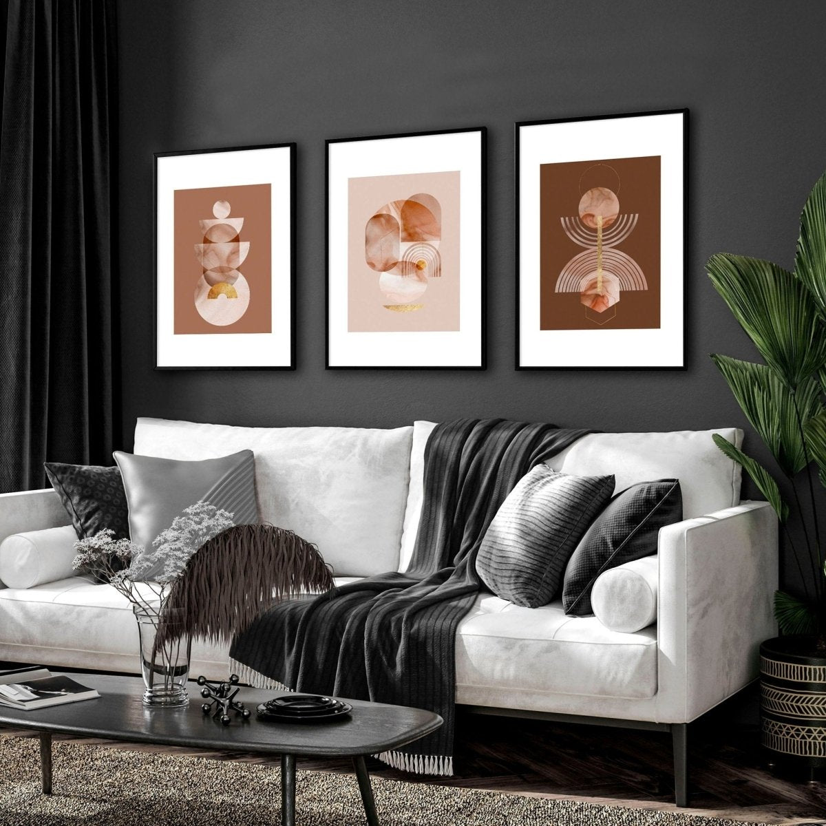 Mid century modern artwork | set of 3 framed wall art prints - Joe’s Haven
