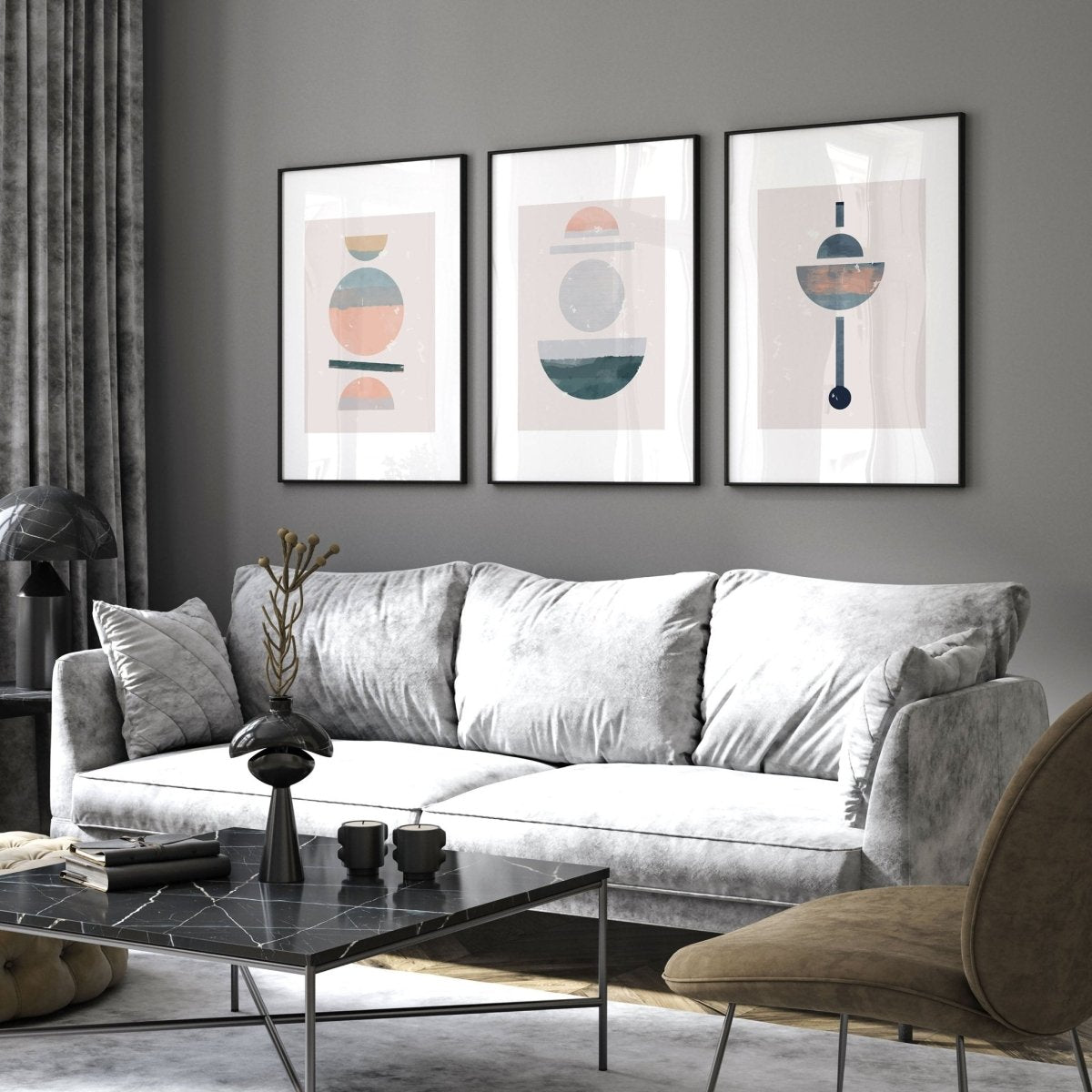 Abstract art for wall | set of 3 framed wall art - Joe’s Haven
