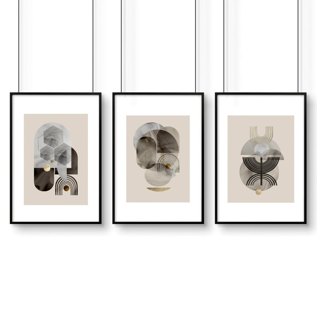 Wall art neutral | set of 3 framed wall art prints - Joe’s Haven