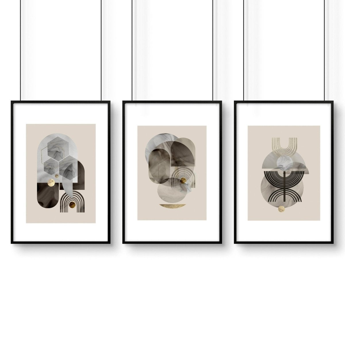 Wall art neutral | set of 3 framed wall art prints - Joe’s Haven