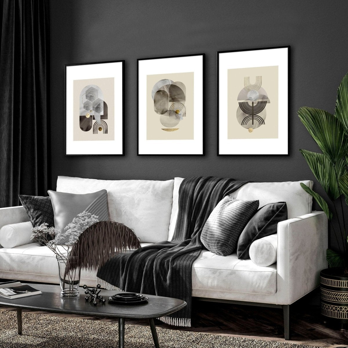 Wall art neutral | set of 3 framed wall art prints - Joe’s Haven