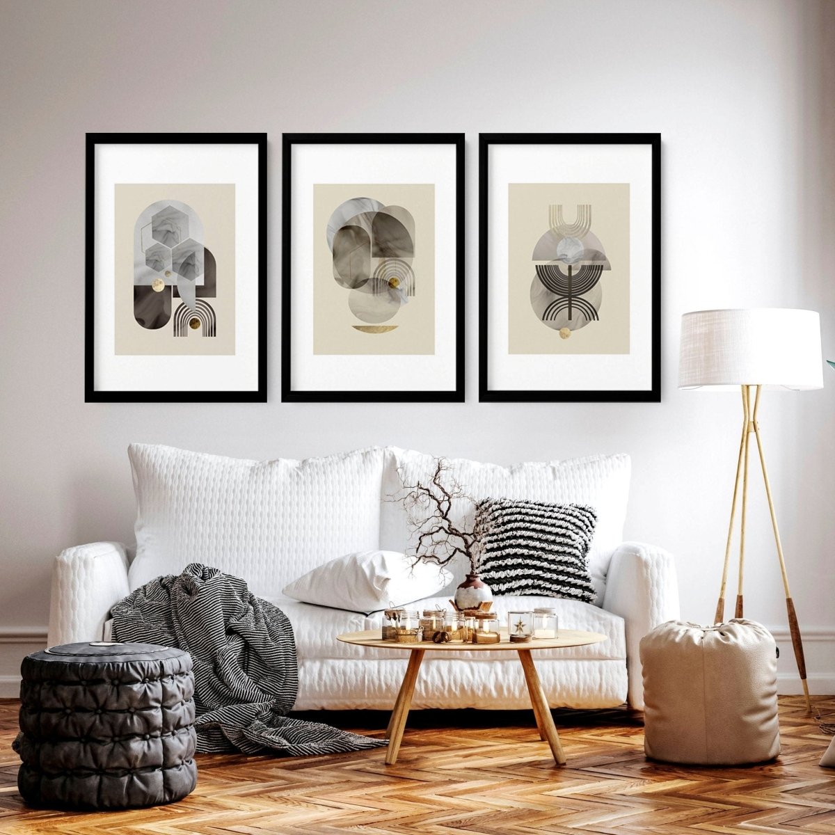 Wall art neutral | set of 3 framed wall art prints - Joe’s Haven
