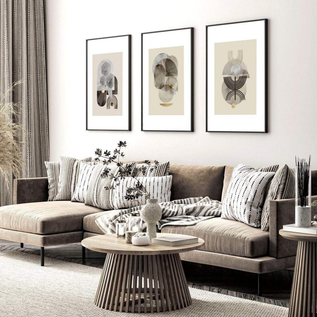 Wall art neutral | set of 3 framed wall art prints - Joe’s Haven
