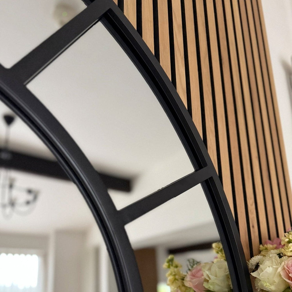 Mio - Black Metal Arched Window Mirror - 95cm x 120cm - Joe’s Haven