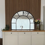 Mio - Black Metal Arched Window Mirror - 95cm x 120cm - Joe’s Haven