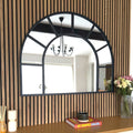 Mio - Black Metal Arched Window Mirror - 95cm x 120cm - Joe’s Haven