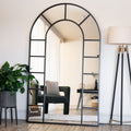 Mio - Full Length Black Metal Arched Window Mirror - 180cm x 105cm. - Joe’s Haven