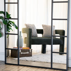 Mio - Full Length Black Metal Arched Window Mirror - 180cm x 90cm. - Joe’s Haven