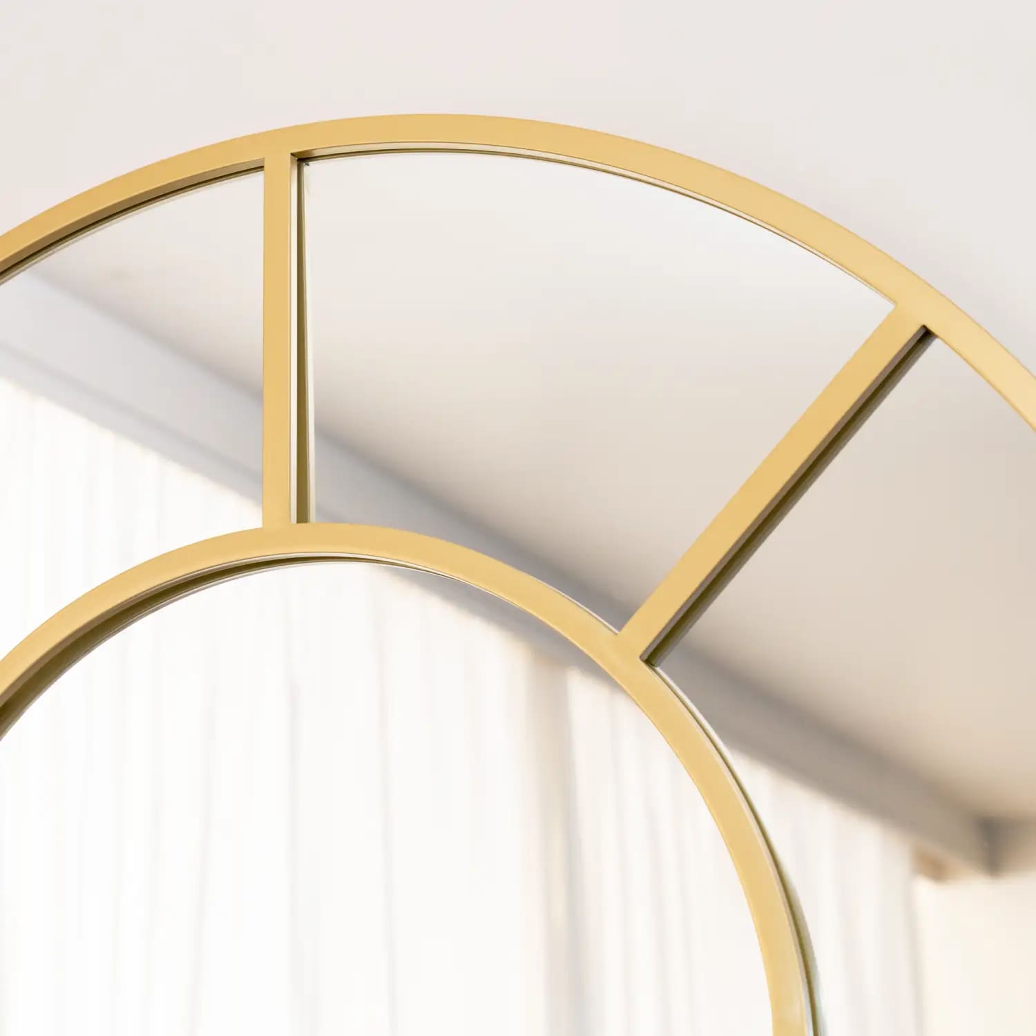 Mio - Full Length Gold Metal Arched Window Mirror - 180cm x 90cm. - Joe’s Haven