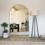 Mio - Full Length Gold Metal Arched Window Mirror - 200cm x 120cm - Joe’s Haven