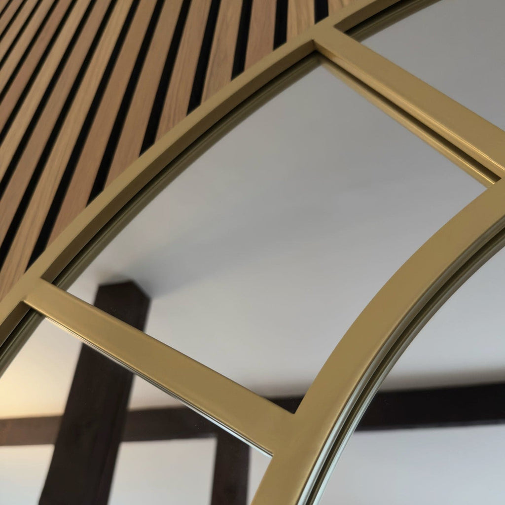 Mio - Gold Metal Arched Window Mirror - 95cm x 120cm - Joe’s Haven