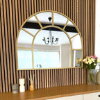 Mio - Gold Metal Arched Window Mirror - 95cm x 120cm - Joe’s Haven