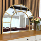 Mio - Gold Metal Arched Window Mirror - 95cm x 120cm - Joe’s Haven