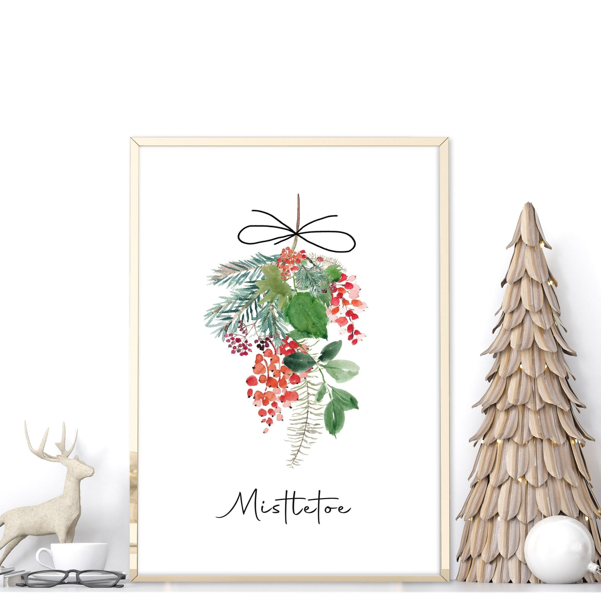 Christmas wall decorations indoor | Mistletoe wall art print