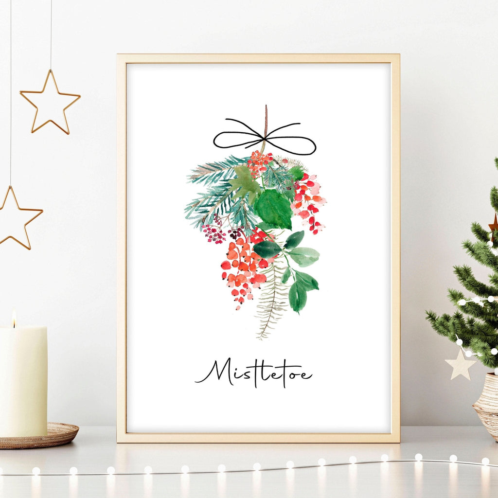 Christmas wall decorations indoor | Mistletoe wall art print