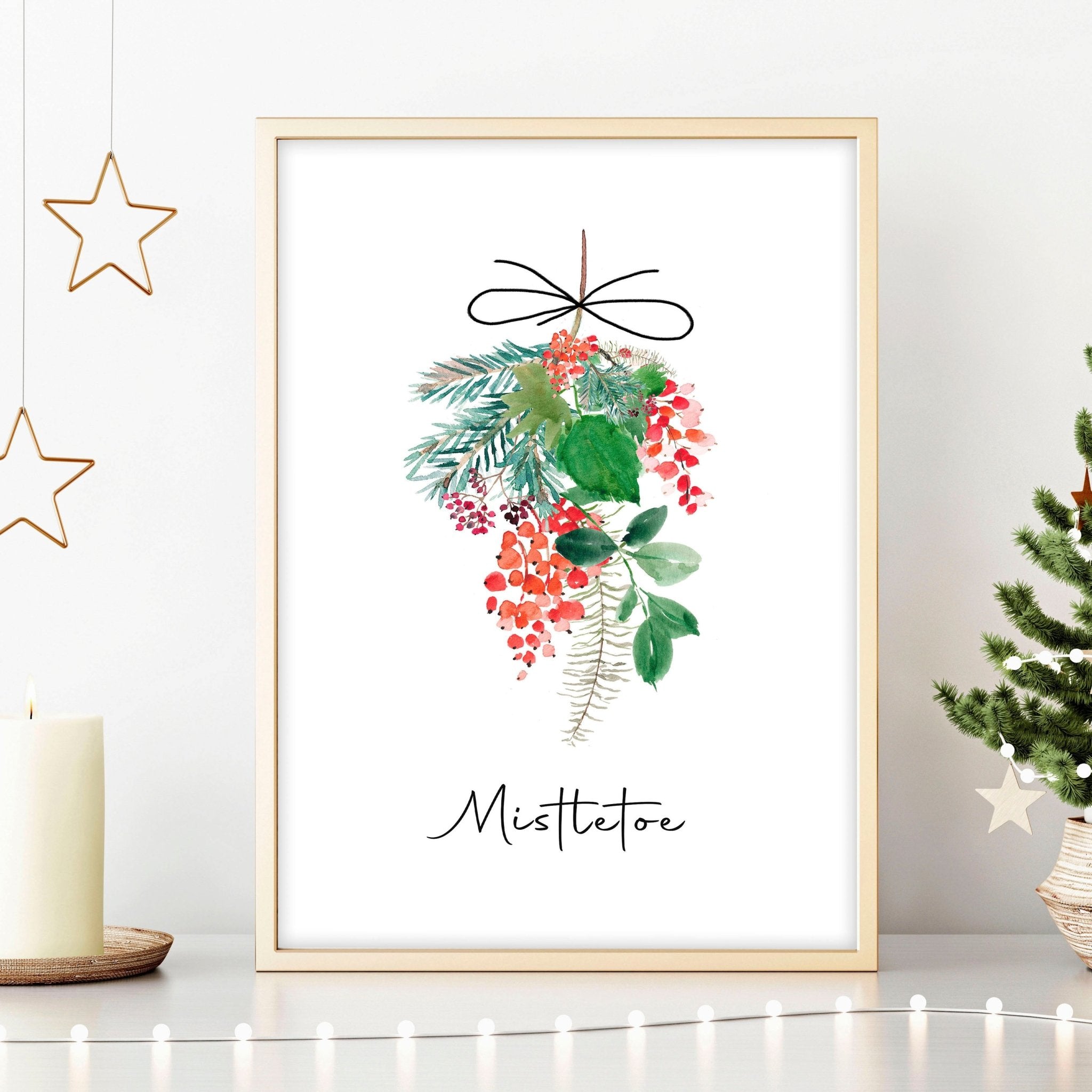 Christmas wall decorations indoor | Mistletoe wall art print