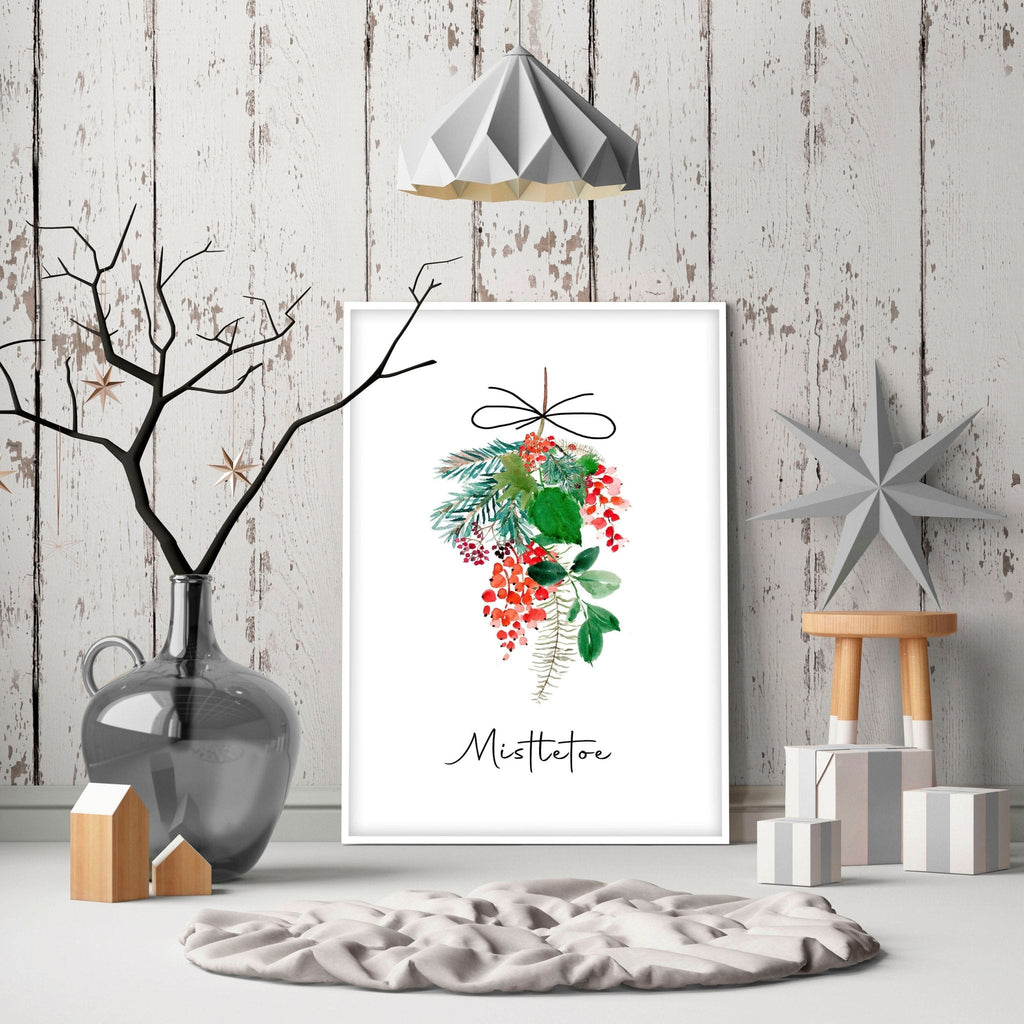 Christmas wall decorations indoor | Mistletoe wall art print
