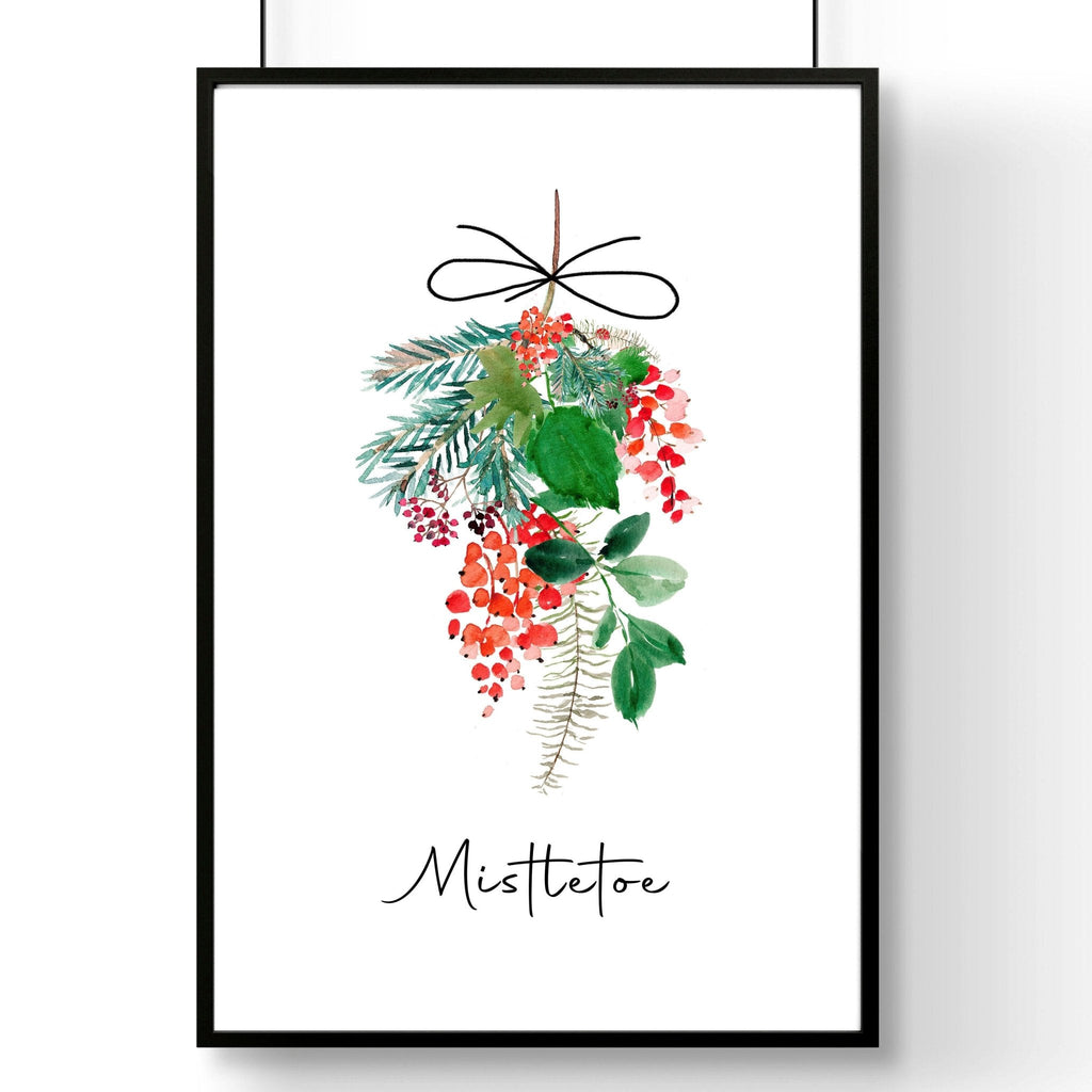 Christmas wall decorations indoor | Mistletoe wall art print