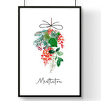 Christmas wall decorations indoor | Mistletoe wall art print