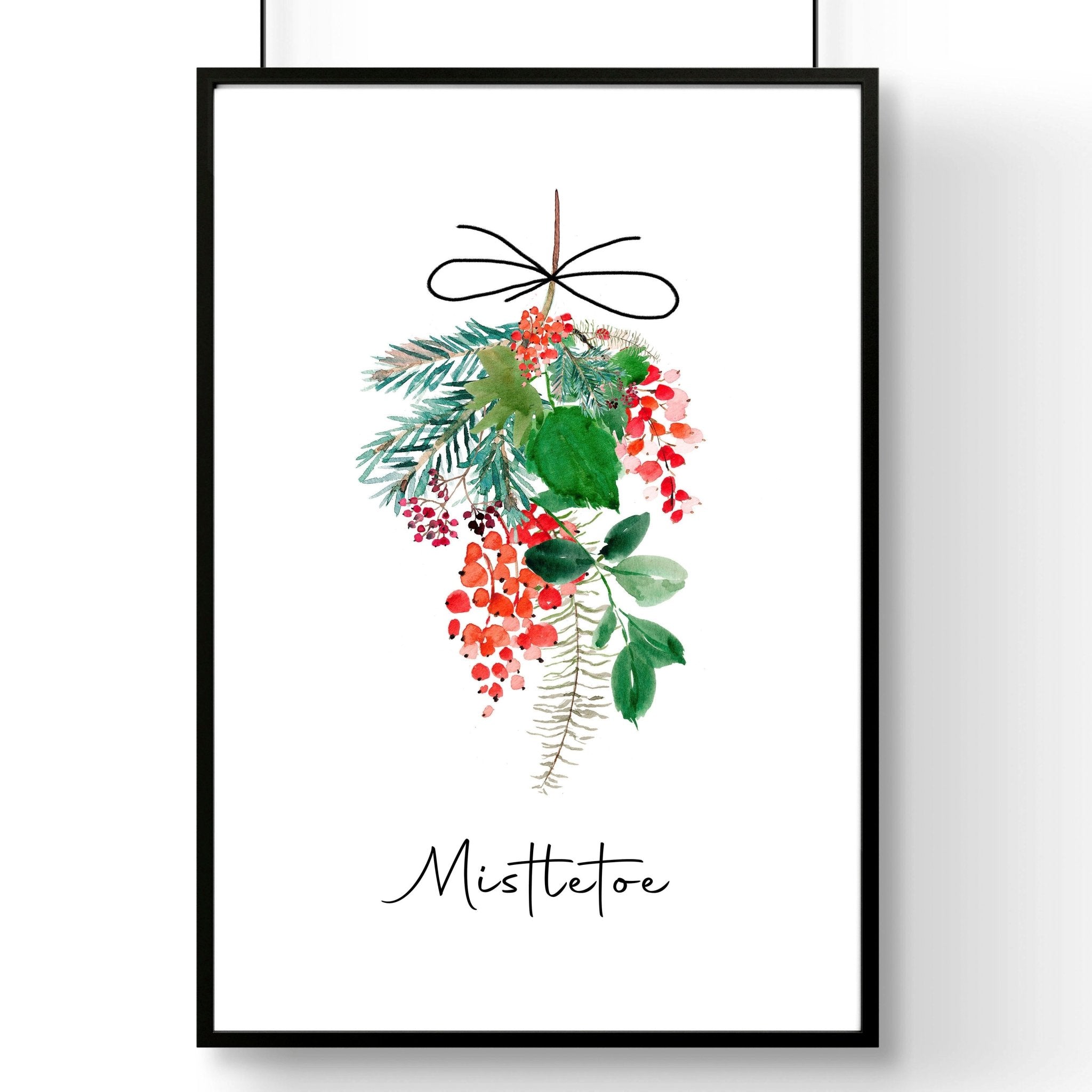 Christmas wall decorations indoor | Mistletoe wall art print