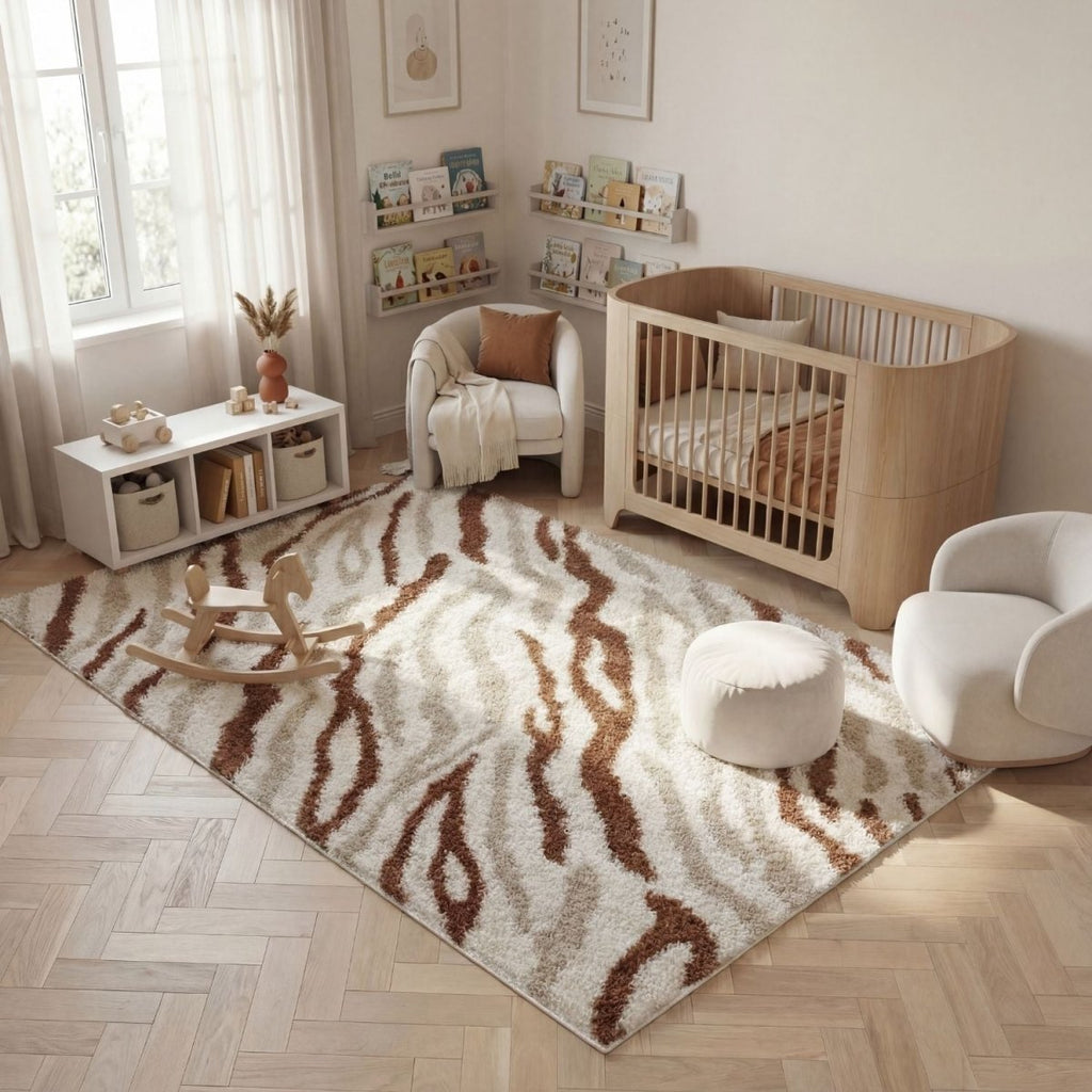 Moodi Shaggy Cream/Terra Savara Rug - Joe’s Haven