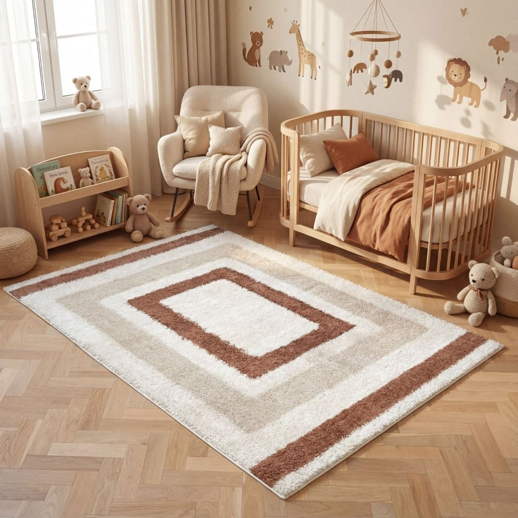 Moodi Shaggy Cream/Terra Slatefern Rug - Joe’s Haven