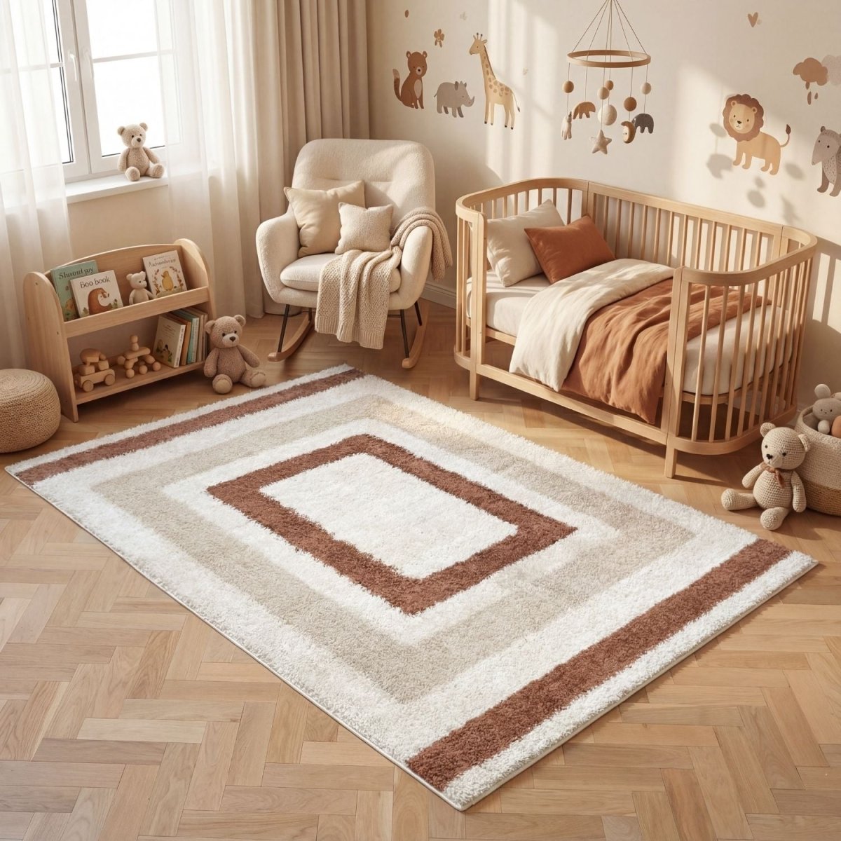 Moodi Shaggy Cream/Terra Slatefern Rug - Joe’s Haven