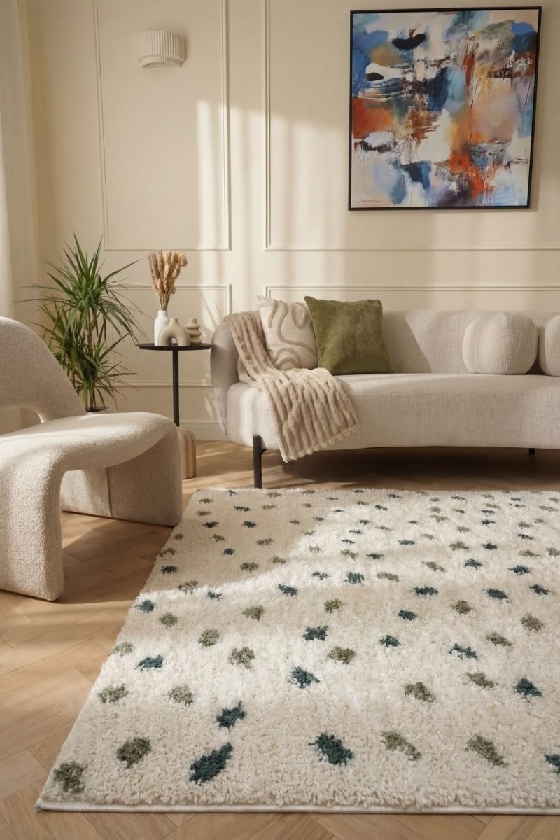 Moodi Shaggy Green Drizzle Rug - Joe’s Haven