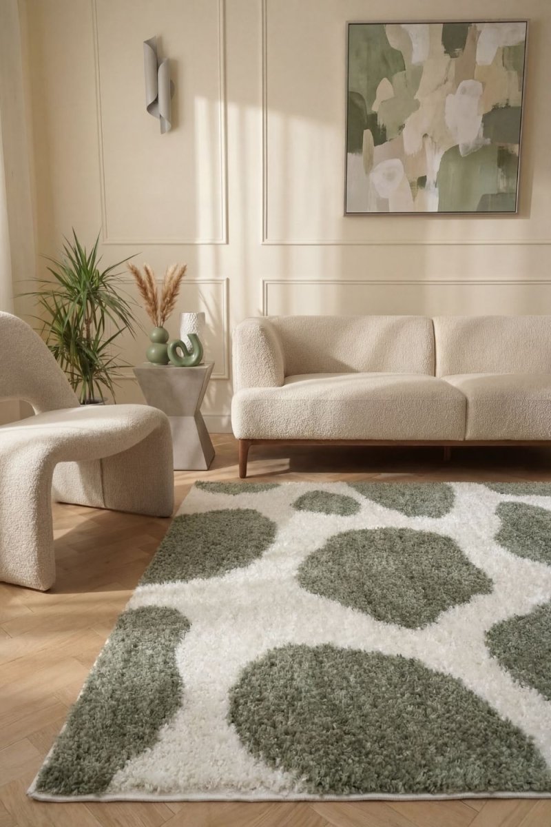 Moodi Shaggy Green Erosan Rug - Joe’s Haven