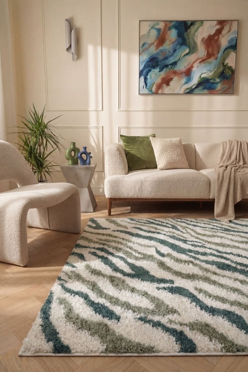 Moodi Shaggy Green Nyra Rug - Joe’s Haven