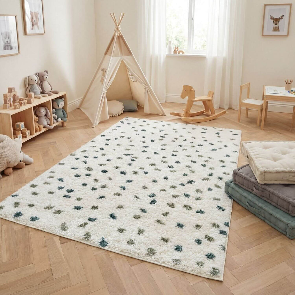 Moodi Shaggy Green Drizzle Rug - Joe’s Haven