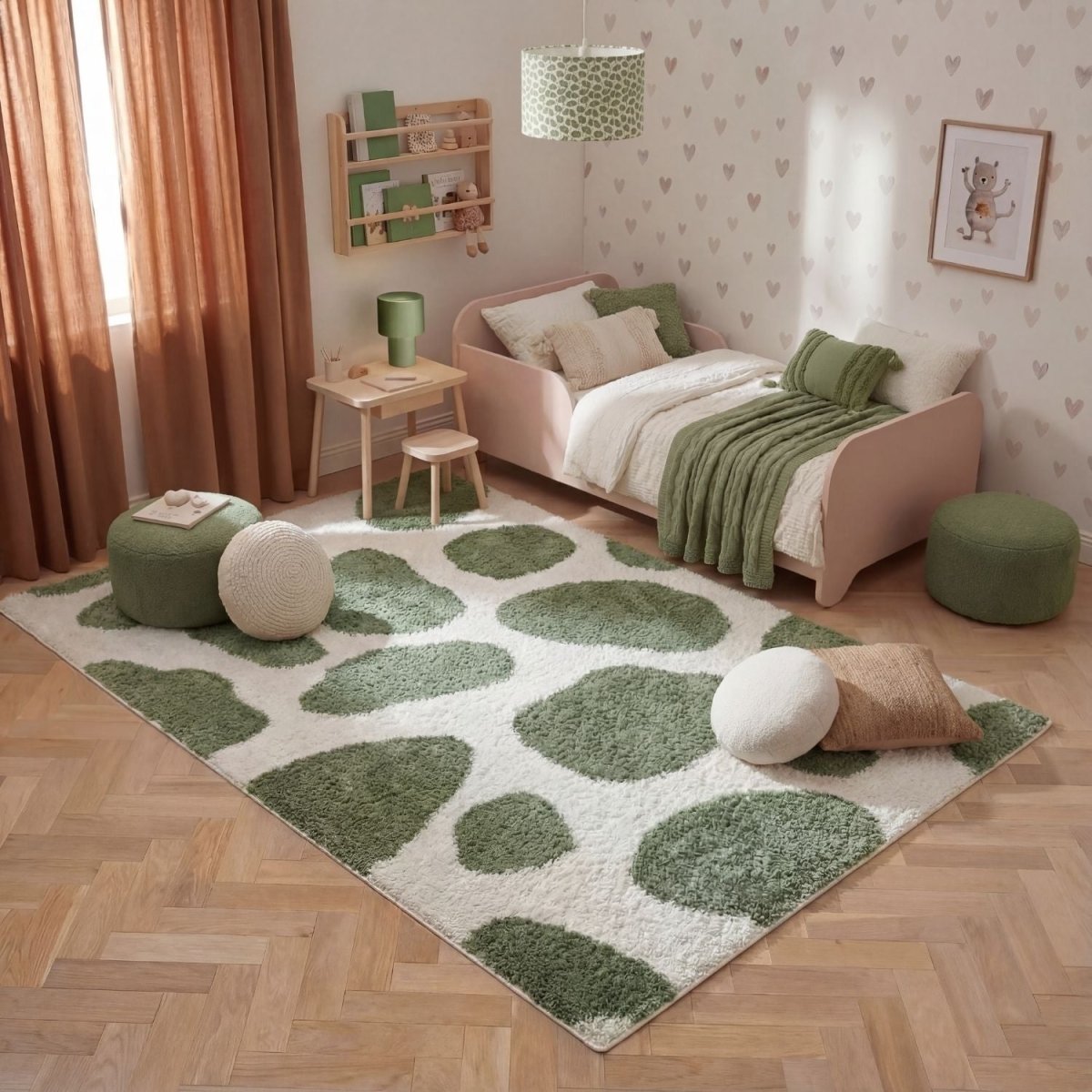 Moodi Shaggy Green Erosan Rug - Joe’s Haven