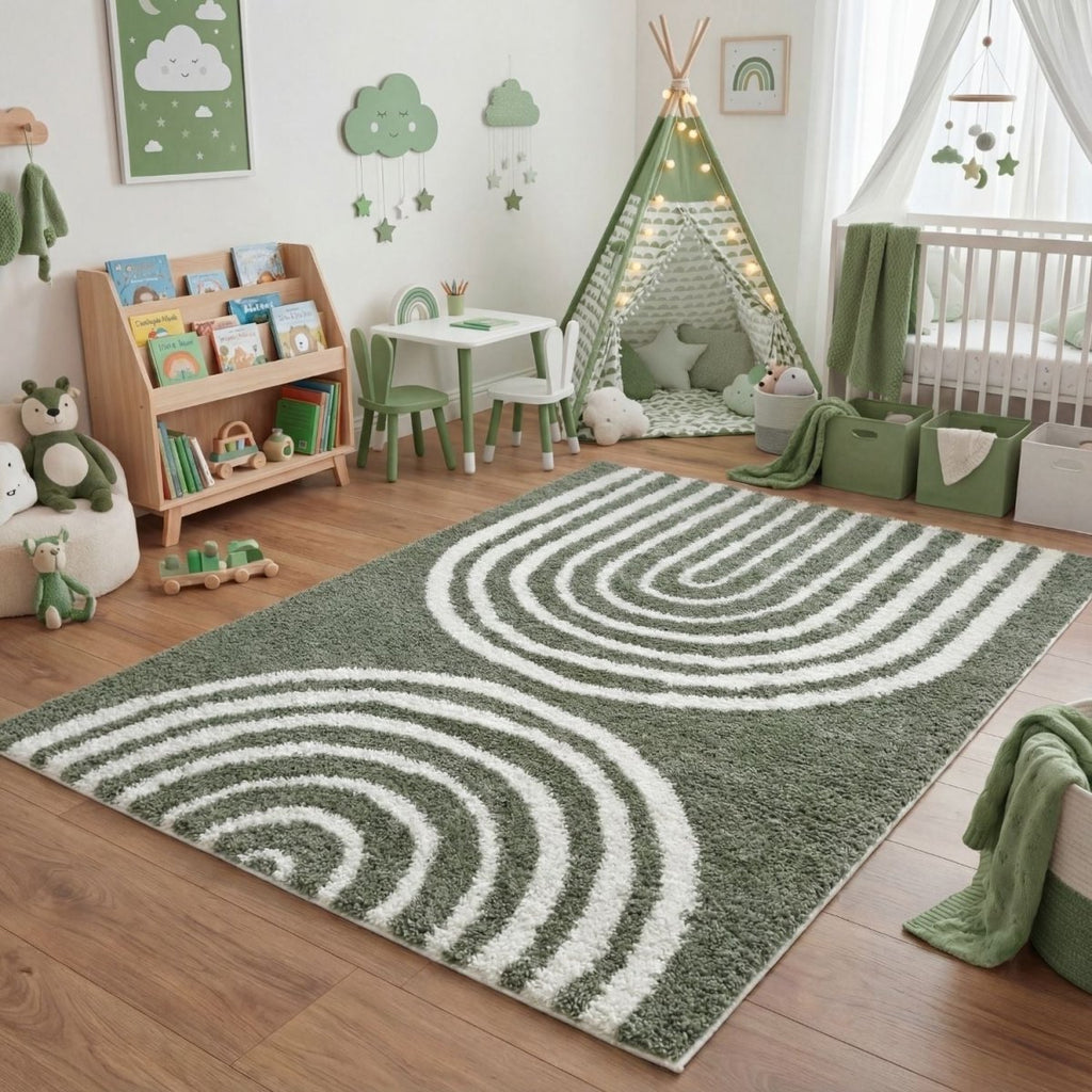 Moodi Shaggy Green Reverie Rug - Joe’s Haven