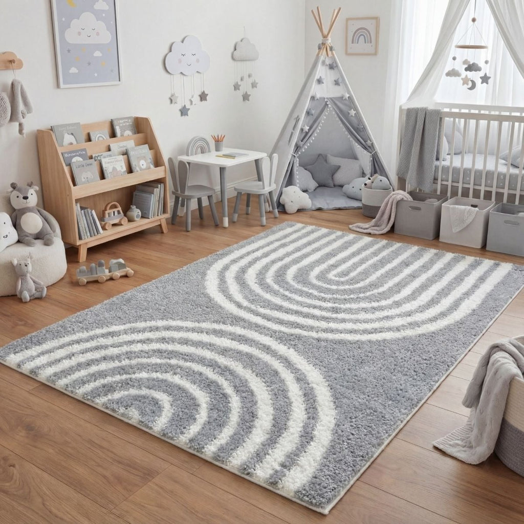 Moodi Shaggy Grey Echo Rug - Joe’s Haven