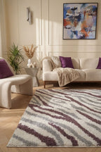 Moodi Shaggy Grey/Purple Mauvine Rug - Joe’s Haven