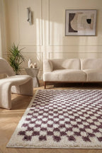 Moodi Shaggy Purple Mosscheck Rug - Joe’s Haven