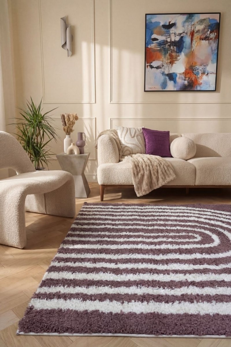 Moodi Shaggy Purple Velvetine Rug - Joe’s Haven